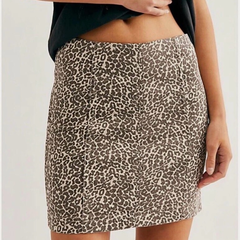 Free People Tea Combo Cheetah Mini Skirt